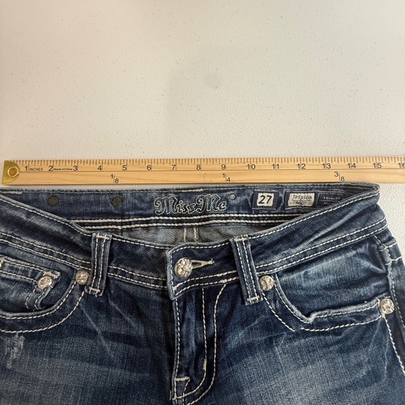 Miss Me Peace Sign Embellished Bootcut Jeans Size 27 JP5356B - Picture 9 of 14